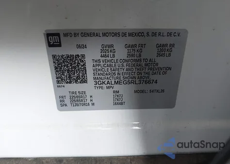 2024 GMC Terrain Fwd Sle from USA, damaged, VIN 3GKALMEG5RL376674